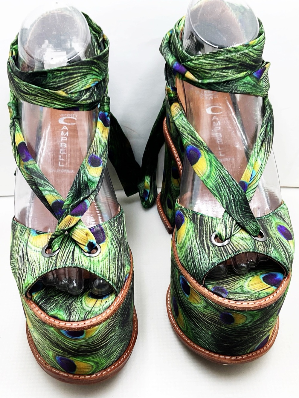 {Jeffrey Campbell} Landers Peacock Strappy Platform Heels - Picture 7 of 16